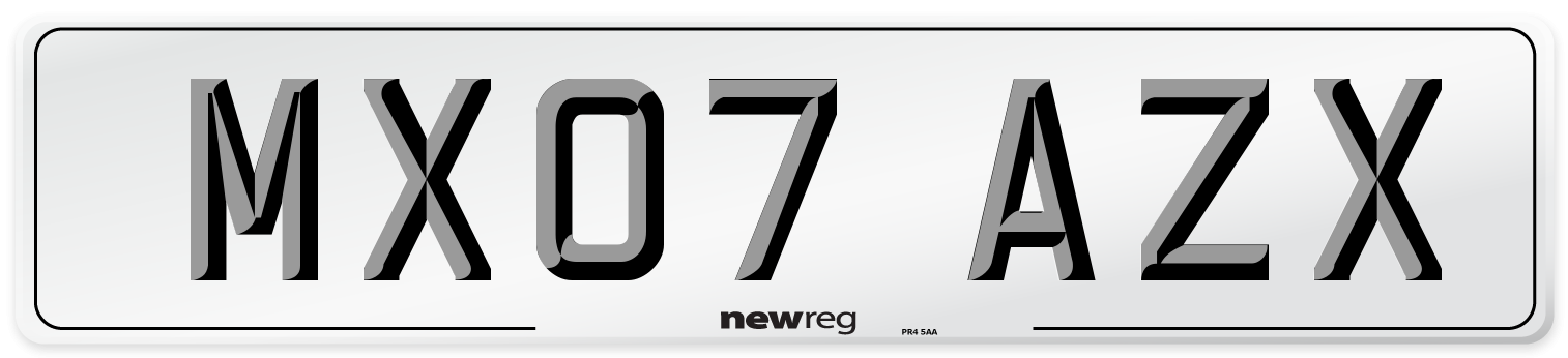 MX07 AZX Number Plate from New Reg